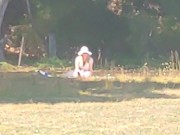 Preview 2 of Voyeur watching horny slut use a fantasy dildo at the park. She needs a real one