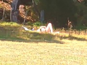 Preview 5 of Voyeur watching horny slut use a fantasy dildo at the park. She needs a real one