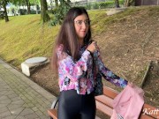 Preview 1 of Public pickup beauty fucked and cum on her glasses