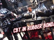 Preview 1 of CBT in Rubber Bondage - Lady Bellatrix torments rubber gimp in straight jacket (teaser)