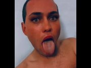 Preview 4 of Sexy 20-year-old femboy shows tongue
