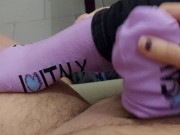 Preview 6 of Socksjob with purple I Love Italy socks Onlyfans Mistress Darkshine