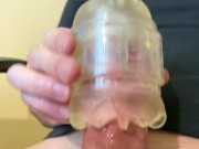 Preview 6 of Guy Cumming twice with Fleshlight while Dirty Talking and Moaning - Close up Big Dick Orgasm - 4K