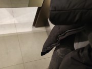 Preview 1 of Blowjob in the fitting room of the store where a lot of people. Public blowjob.