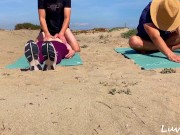 Preview 4 of Yoga Instructor Cum Inside Hotwifes Pussy Outdoor While Her Husband Watch | Caught by Strangers