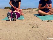 Preview 5 of Yoga Instructor Cum Inside Hotwifes Pussy Outdoor While Her Husband Watch | Caught by Strangers