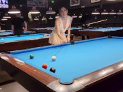 Preview 4 of Skirt was too short for no panties at the pool hall...couldn't hide my pussy!
