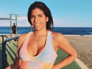 Preview 2 of I found HOT BIG ASS LATINA 🍑🔥 working out at Barcelona BEACH 💦FUCKED IN THE BATHROOM💦