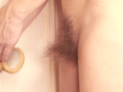 Preview 2 of Sexy MILF Hairy Sara brushes and shows of her massive bush - Join my OnlyFans for full video
