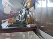 Preview 2 of OnlyFans promo: Horny Kitchen Cleaning leads to Syntribation and Humping Climax