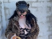 Preview 5 of MILF NAKED CATWOMAN's PET Rescued OUTDOORS Part 2