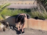 Preview 5 of MILF NAKED OUTDOORS caught in PUBLIC HIGHWAY and RUINs destroyed part 2 of/3