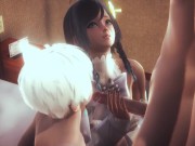 Preview 4 of Yaoi Femboy - Sexy white hair catboy in a threesome