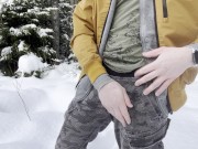 Preview 2 of HOT TWINKS JERKING OFF IN DEEP SNOW! CUMMING ALL OVER SNOW!