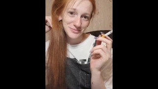 smoking redhead girl