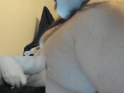 Preview 1 of More Crossdressing Superchub playing with their fat hairy fupa and tits. 2 camera test.