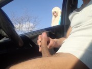 Preview 1 of I take the risk of taking my cock out on a street, a stranger walks her dog and helps me to enjoy..