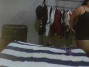 Preview 2 of spying on my sister-in-law in her room while she is changing her clothes, I love seeing her huge ass