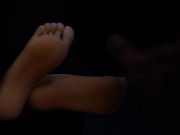 Preview 4 of She shows her feet and I cum on them