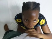 Preview 4 of Follow That Ebony Big Ass Into The Bedroom For Amazing Eye Contact Deepthroat Blowjob - Mastermeat1