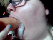 Preview 4 of sucking a dildo and swallowing cum