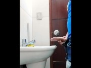 Preview 1 of I leave the office to piss with my hard cock in the sink