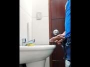 Preview 3 of I leave the office to piss with my hard cock in the sink