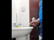 Preview 4 of I leave the office to piss with my hard cock in the sink