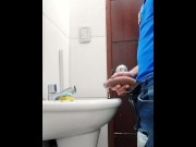 Preview 5 of I leave the office to piss with my hard cock in the sink