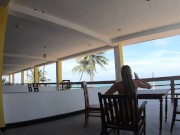 Preview 3 of Naked girl walks on the balcony overlooking the ocean