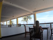 Preview 4 of Naked girl walks on the balcony overlooking the ocean