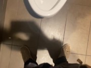 Preview 4 of Chubby College Micro Penis Pissing in Public Restroom SMALL DICK PISSING