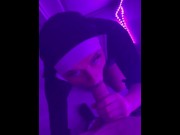 Preview 2 of Filthy Nun Gives A Sloppy Blowjob (full vid on onlyfans)
