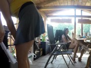 Preview 6 of NO PANTIES Tight Pussy Hot Sexy Girls having a BBQ Party at Neighbor´s House to Celebrate Easter