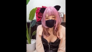 Individual photo Pink hair cat ear man's daughter masturbates a video