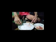 Preview 3 of Labas ang tite habang kumakain, No brief while eating