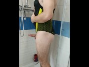 Preview 3 of Boy in Speedo one piece swimsuit get shower