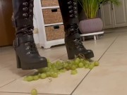 Preview 3 of I whish you a GRAPEful day 😉😈 Black boots squishing grapes