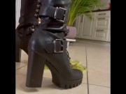 Preview 6 of I whish you a GRAPEful day 😉😈 Black boots squishing grapes