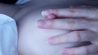 [Japanese] Big breasts secretary's nipple masturbation before going to bed [Massage] Amateur hentai