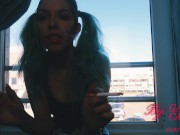 Preview 1 of Smoking fetish 2 cigarette some time SFW with a shy tinny girls .CLOSE UP 4k