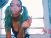Preview 3 of Smoking fetish 2 cigarette some time SFW with a shy tinny girls .CLOSE UP 4k