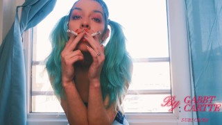 Smoking fetish 2 cigarette some time SFW with a shy tinny girls .CLOSE UP 4k