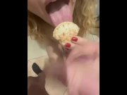 Preview 5 of food cum swallow sperma  sul biscotto e poi mangia la puttana slut italian