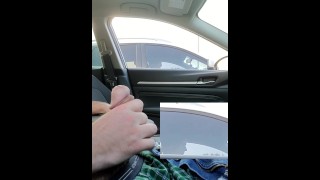Mature woman I peed  in a shopping mall parking lot, hairy pussy got very wet