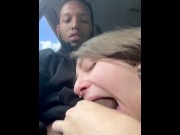 Preview 1 of Roomate caught me sucking daddys fat BBC in the car