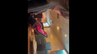 She jacks me off in public- Chinese buffet uncut BWC hand job