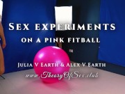 Preview 2 of Sex experiment on a pink fitball. Julia V Earth & Alex V Earth.