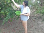Preview 3 of She was almost caught outdoor without panties and she uses husband like toilet paper