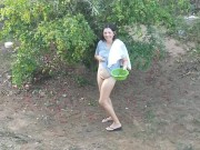 Preview 5 of She was almost caught outdoor without panties and she uses husband like toilet paper